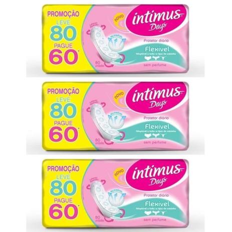 Intimus Days Absorvente Diário Flexível C/80 (Kit C/03) Menor preço em Intimus Days Absorvente Diário Flexível C/80 (Kit C/03)
