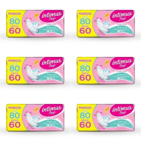 Intimus Days Absorvente Diário Flexível C/80 (Kit C/06) Menor preço em Intimus Days Absorvente Diário Flexível C/80 (Kit C/06)
