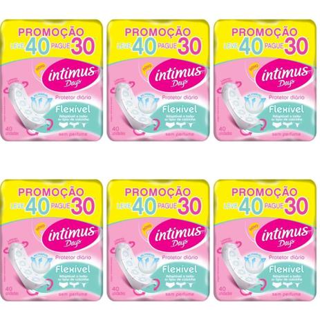 Intimus Days Absorvente Diário S/ Perfume S/ Abas C/40 (Kit C/06) Menor preço em Intimus Days Absorvente Diário S/ Perfume S/ Abas C/40 (Kit C/06)