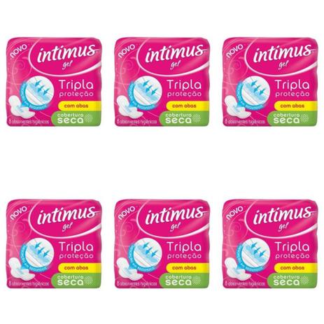 Intimus Gel Absorvente Higiênico Seca C/ Abas C/8 (Kit C/06) Menor preço em Intimus Gel Absorvente Higiênico Seca C/ Abas C/8 (Kit C/06)