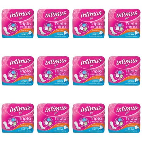 Intimus Gel Absorvente Higiênico Seca S/ Abas C/8 (Kit C/12) Menor preço em Intimus Gel Absorvente Higiênico Seca S/ Abas C/8 (Kit C/12)