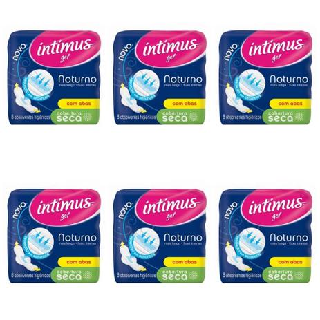Intimus Gel Noturno Absorvente Higiênico Seca C/ Abas C/8 (Kit C/06) Menor preço em Intimus Gel Noturno Absorvente Higiênico Seca C/ Abas C/8 (Kit C/06)