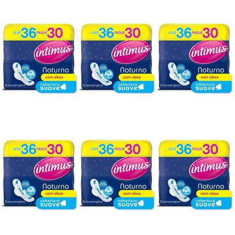 Intimus Gel Noturno Absorvente Higiênico Suave C/ Abas C/8 (Kit C/06) Menor preço em Intimus Gel Noturno Absorvente Higiênico Suave C/ Abas C/8 (Kit C/06)