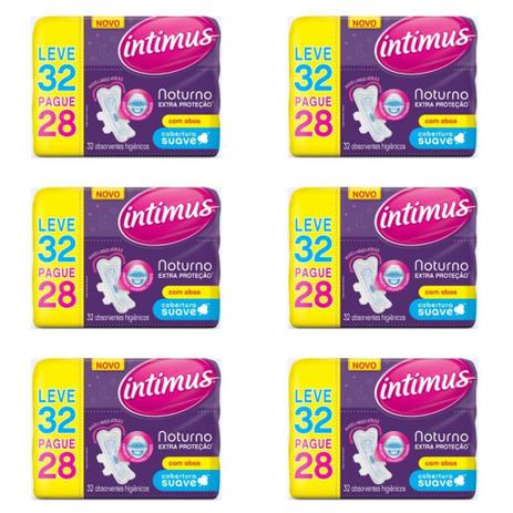 Intimus Gel Noturno Extra Proteção Absorvente Higiênico C/ Abas C/32 (Kit C/06) Menor preço em Intimus Gel Noturno Extra Proteção Absorvente Higiênico C/ Abas C/32 (Kit C/06)