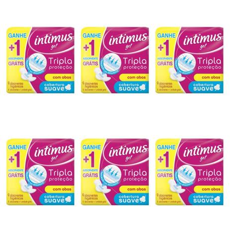 Intimus Gel Suave Absorvente Higiênico C/ Abas C/9 (Kit C/06) Menor preço em Intimus Gel Suave Absorvente Higiênico C/ Abas C/9 (Kit C/06)