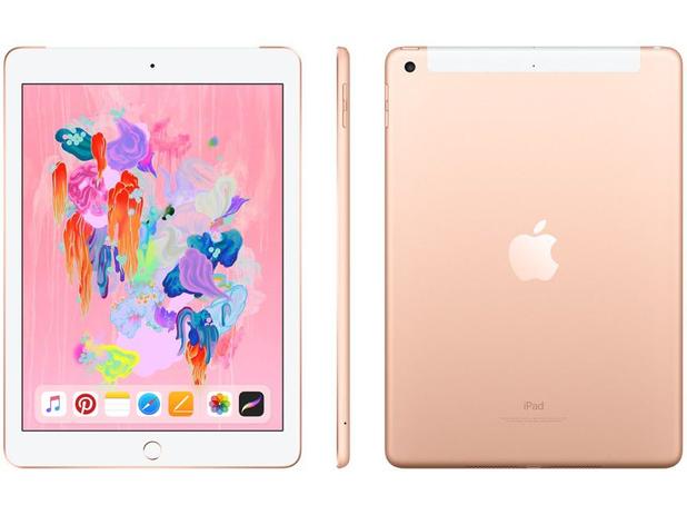 iPad 6 Apple 4G 128GB Dourado Tela 9.7” - Retina Proc. Chip A10 Câm. 8MP + Frontal iOS 11 Menor preço em iPad 6 Apple 4G 128GB Dourado Tela 9.7” - Retina Proc. Chip A10 Câm. 8MP + Frontal iOS 11