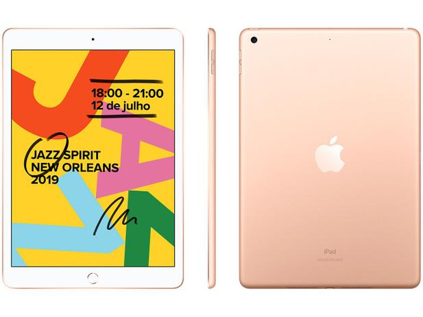 iPad 7 Geração Apple 128GB Dourado Tela 10,2” - Retina Proc. Chip A10 Câm. 8MP + Frontal 1,2MP Menor preço em iPad 7 Geração Apple 128GB Dourado Tela 10,2” - Retina Proc. Chip A10 Câm. 8MP + Frontal 1,2MP