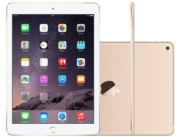 iPad Air 2 Apple 4G 64GB Dourado Tela 9,7” Retina - Proc. M8 Câm. 8MP + Frontal iOS 8 Touch ID