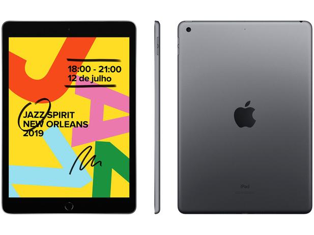 Menor preço em iPad Apple 32GB Cinza Espacial Tela 10,2” Retina - Proc. Chip A10 Câm. 8MP + Frontal 1,2MP iPadOS