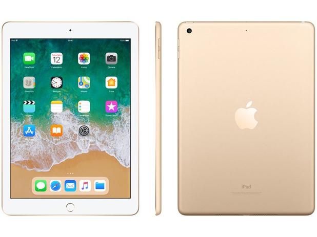 iPad Apple 32GB Dourado Tela 9,7” Retina - Proc. Chip A9 Câm. 8MP + Frontal iOS 11 Touch ID