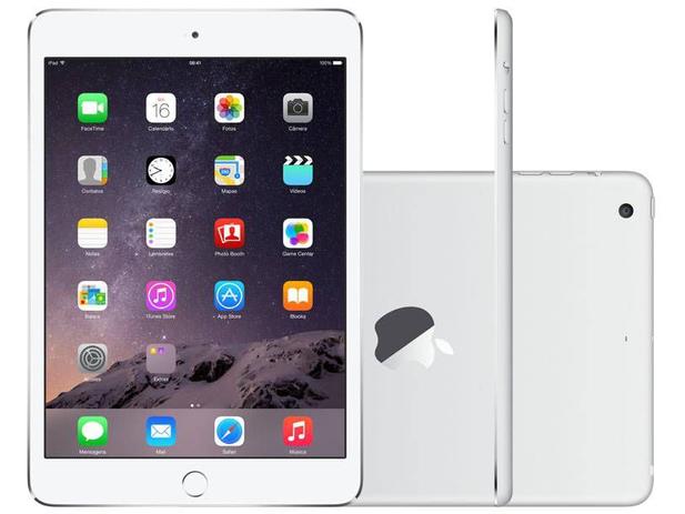 iPad Mini 3 Apple 16GB Prata Tela 7,9” Retina - 4G Wi-Fi Processador M7 Câmera 5MP + Frontal