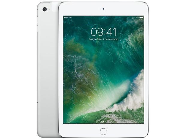 iPad Mini 4 Apple 128GB Prata Tela 7,9” Retina 4G - Wi-Fi Processador M8 Câmera 8MP + Frontal 1.2MP