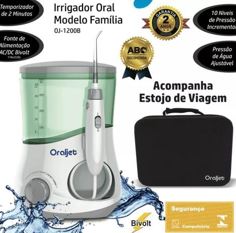 Irrigador Oral Oraljet com Estojo de Viagem Familia Ultra Water Flosser OJ1200B Bivolt Automático Menor preço em Irrigador Oral Oraljet com Estojo de Viagem Familia Ultra Water Flosser OJ1200B Bivolt Automático