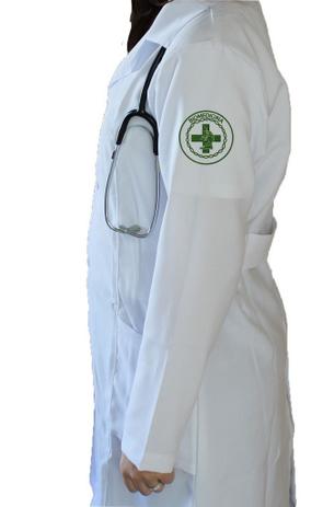Menor preço em JALECO BRANCO - Tecido GABARDINE - Feminino de manga longa - logotipo BIOMEDICINA - Lojão da saúde
