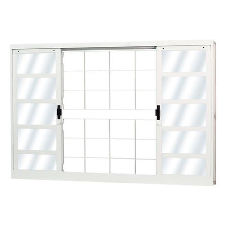 Janela de Correr Aço 4 Folhas com Grade Quadriculada MGM Minas Sul 100cmx100cm Vidro Mini Boreal Branco Menor preço em Janela de Correr Aço 4 Folhas com Grade Quadriculada MGM Minas Sul 100cmx100cm Vidro Mini Boreal Branco
