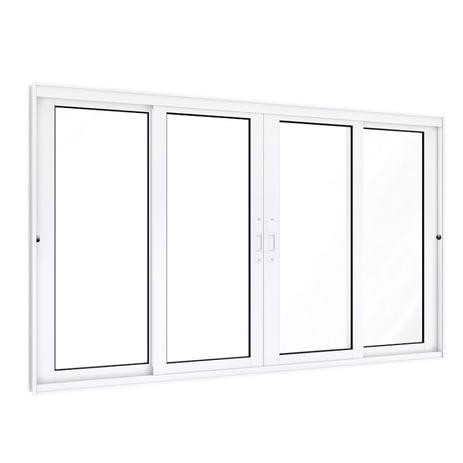 Menor preço em Janela de Correr Alumínio Central 2 Folhas Móveis 2 Fixas Lucasa Eccellente  120cmx200cm Branco