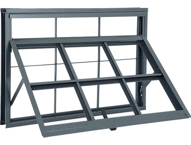 Janela maxim-ar aço grade quadriculada 40x60x5cm abertura projeção externa sem vidro - cinza - Sasazaki