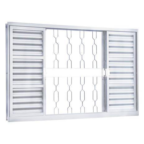 Janela Veneziana Aço 6 Folhas com Grade Elo MGM Minas Sul Vidro Liso Incolor 100cm x 200cm Branco Menor preço em Janela Veneziana Aço 6 Folhas com Grade Elo MGM Minas Sul Vidro Liso Incolor 100cm x 200cm Branco