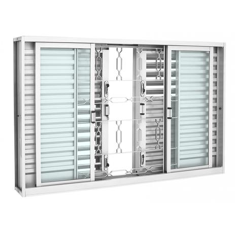 Janela Veneziana Aço Multiflex 6 Folhas com Grade Elo Prátika Sasazaki 100cmx150cm Branco Menor preço em Janela Veneziana Aço Multiflex 6 Folhas com Grade Elo Prátika Sasazaki 100cmx150cm Branco