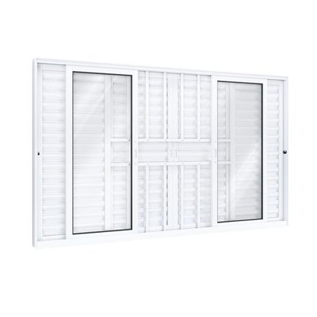 Janela Veneziana Alumínio Central 4 Folhas Móveis 2 Fixas com Grade Lucasa Eccellente 100cmx200cm Branco Menor preço em Janela Veneziana Alumínio Central 4 Folhas Móveis 2 Fixas com Grade Lucasa Eccellente 100cmx200cm Branco