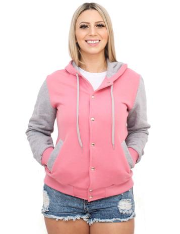 Jaqueta College Moletom Feminina Com Capuz - PartiuCompras Menor preço em Jaqueta College Moletom Feminina Com Capuz - PartiuCompras