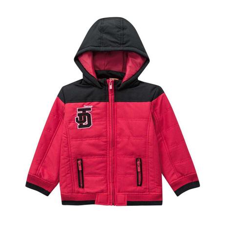Menor preço em jaqueta com capuz infantil menino microfibra vermelho - Kyly