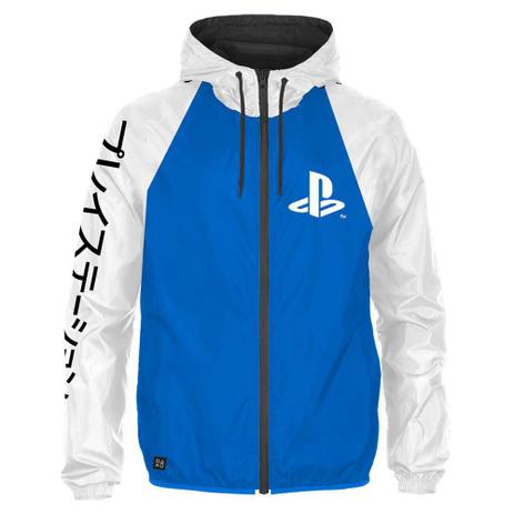 Jaqueta Corta Vento Playstation Capuz Classic Katakana Oficial Menor preço em Jaqueta Corta Vento Playstation Capuz Classic Katakana Oficial