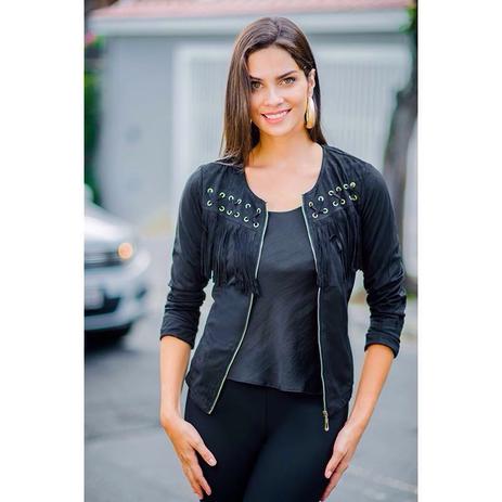 jaqueta com franjas feminina