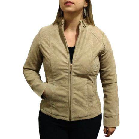 jaqueta de couro feminina bege