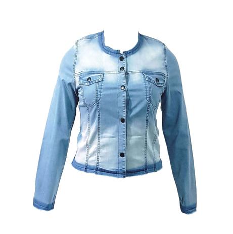 jaqueta jeans com barra desfiada