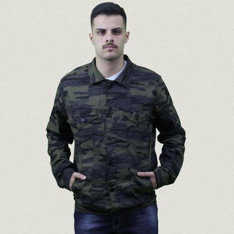 jaqueta jeans verde militar masculina