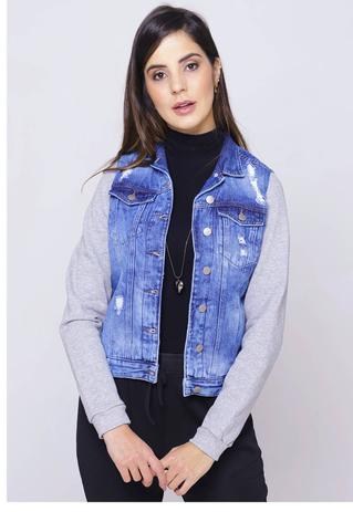 jaqueta jeans pelinhos