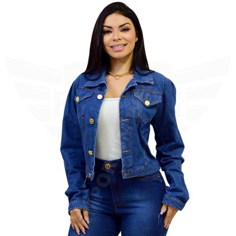jaqueta jeans manga curta feminina
