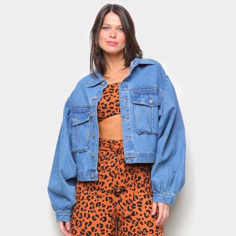jaqueta maxi jeans feminina