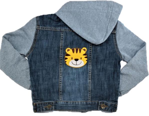 jaqueta jeans infantil com manga de moletom