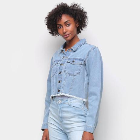 jaqueta cropped jeans feminina