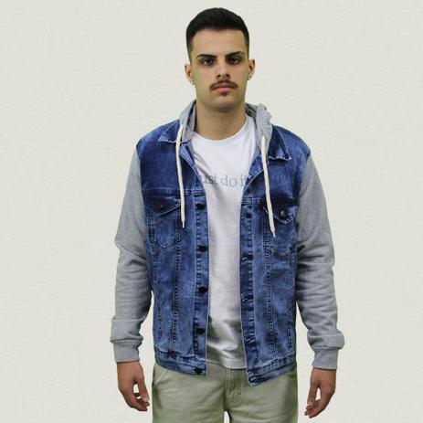 jaqueta jeans com touca masculina