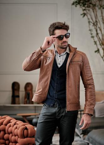 jaqueta couro caramelo