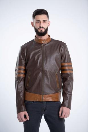 jaqueta masculina de couro marrom