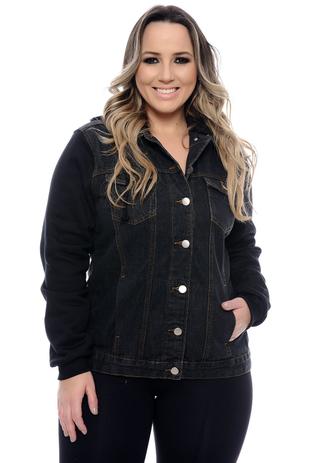 jaqueta preta feminina plus size