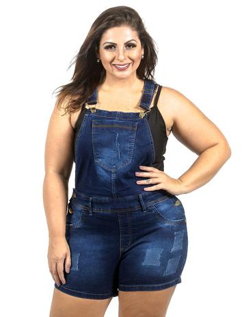 jardineira jeans feminina plus size