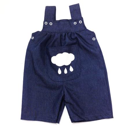 Menor preço em Jardineira jeans para bebê com estampa de nuvem - Mamute bebê
