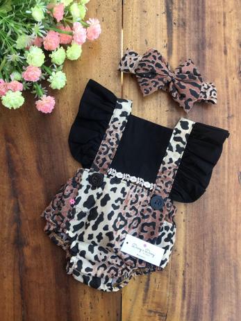 Jardineira Oncinha Blogueirinha Romper Bebê Menina Animal Print - DANY E DANY Menor preço em Jardineira Oncinha Blogueirinha Romper Bebê Menina Animal Print - DANY E DANY