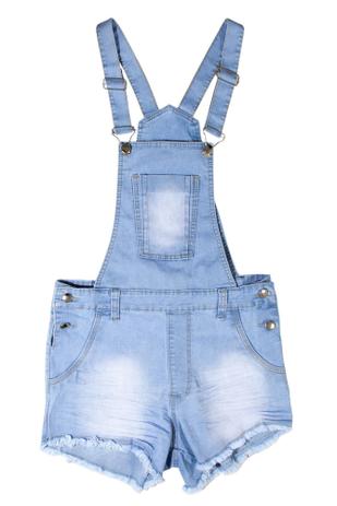 macacão jeans curto infantil