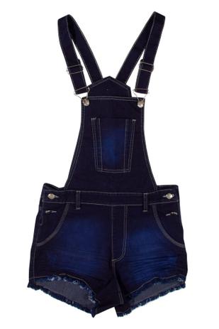 jardineira jeans escuro