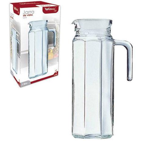 Jarra De Vidro Relevo Lyss Com Tampa De Plastico Branco 1l - Wellmix Menor preço em Jarra De Vidro Relevo Lyss Com Tampa De Plastico Branco 1l - Wellmix