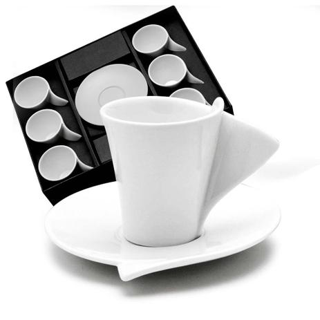 Jg. Café 6 Xícaras C/Pires De Porcelana Lyon - F9-1159 - Wolff Menor preço em Jg. Café 6 Xícaras C/Pires De Porcelana Lyon - F9-1159 - Wolff