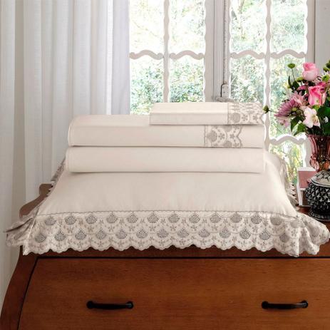 Jg de Cama 4 Pçs Queen Buettner Renda Paula Percal 180 Fios Menor preço em Jg de Cama 4 Pçs Queen Buettner Renda Paula Percal 180 Fios
