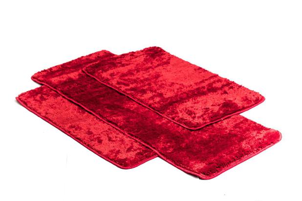 Menor preço em Jogo 03 peças tapete quarto apolo vermelho - Pratatextil