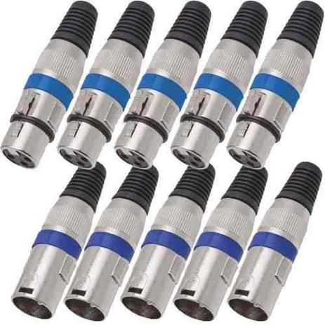 Jogo 10 Plug Conector Xlr Cannon Macho/femea Microfone - Outros Menor preço em Jogo 10 Plug Conector Xlr Cannon Macho/femea Microfone - Outros